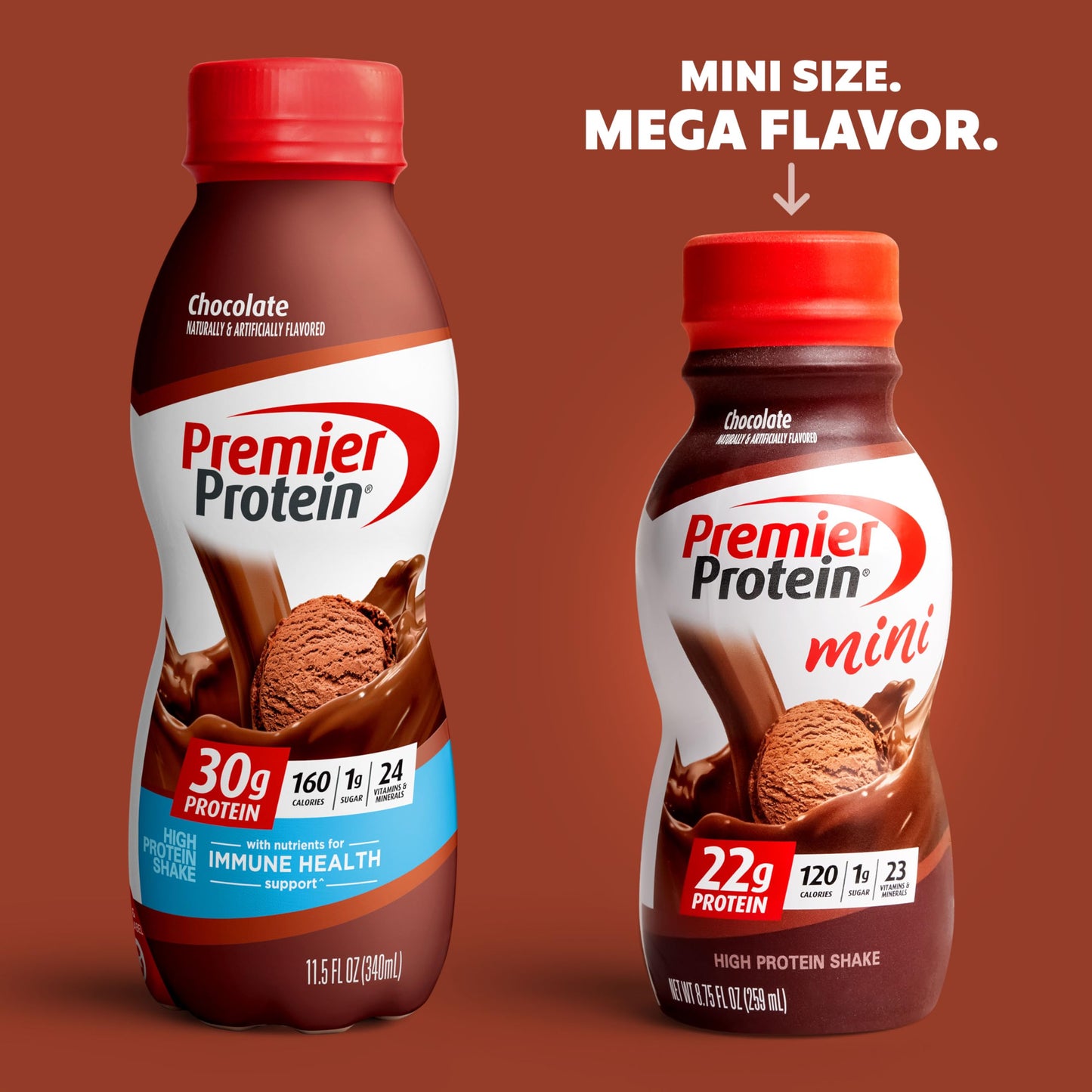 Premier Protein Shake MINIs, Chocolate, 22g Protein, 120 Calories, No Added Sugar, 8.75 fl oz, 12 Pack (Packaging May Vary)