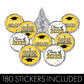 Yellow Graduation Party Stickers For Kisses Candy, Chocolate Drops, 2025 Grad Party Favors - 180 Count