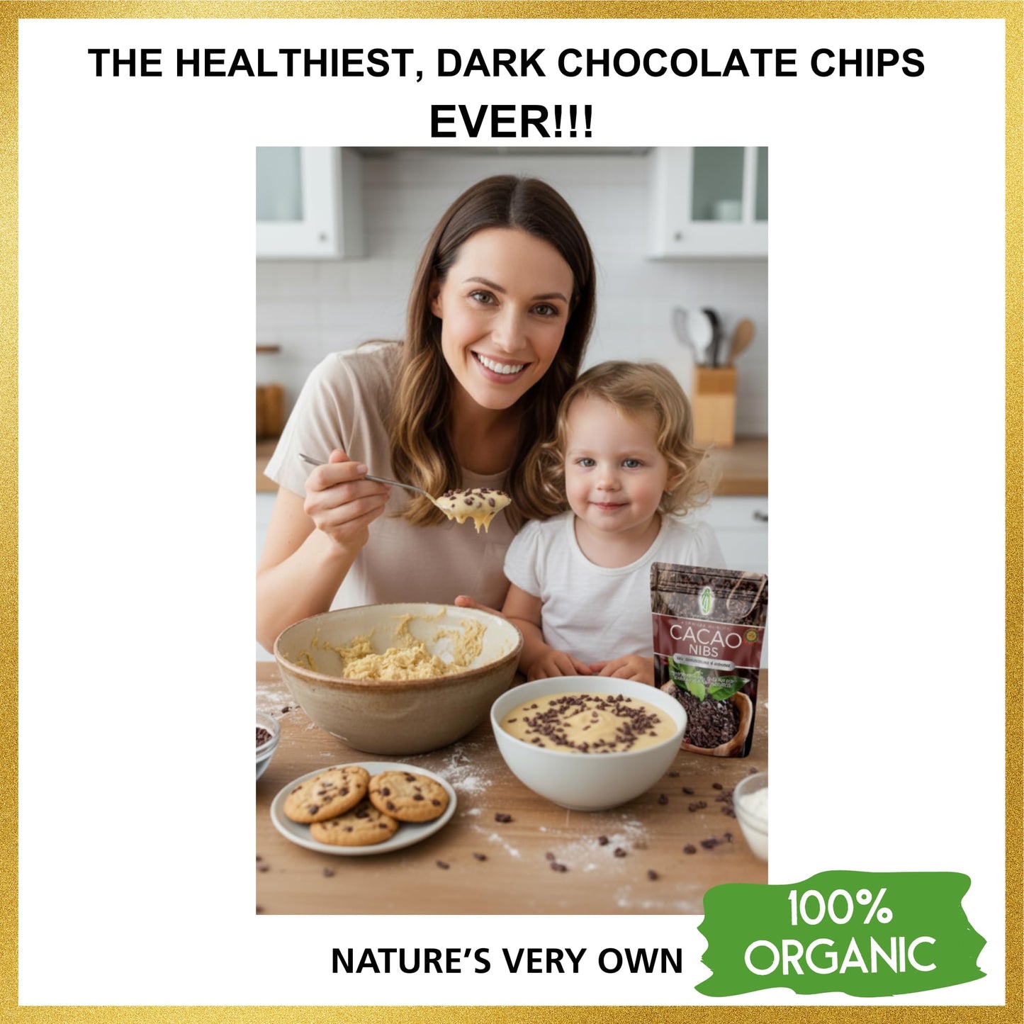 Cacao Nibs Organic - 100% Dark Chocolate Chips - Raw, Unsweetened Cocoa Pieces - 16 Oz - Keto And Vegan Superfood - Healthy Sugar Free Snack Or Add To Smoothies Or Baking By Pure Natural  S