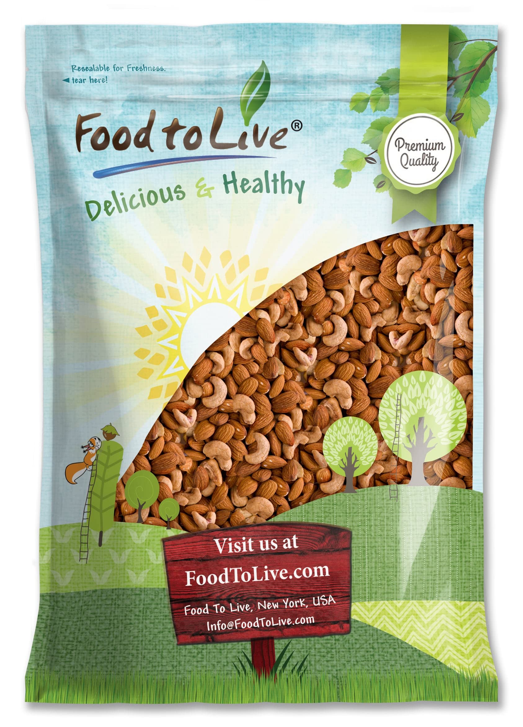 Food To Live Almonds And Cashews Mix, 8 Pounds – Dry Roasted Nuts With Himalayan Salt, Protein Rich Trail Mix, Healthy Vegan Snack, No Oils And Preservatives, Good Source Of Fiber. Bulk