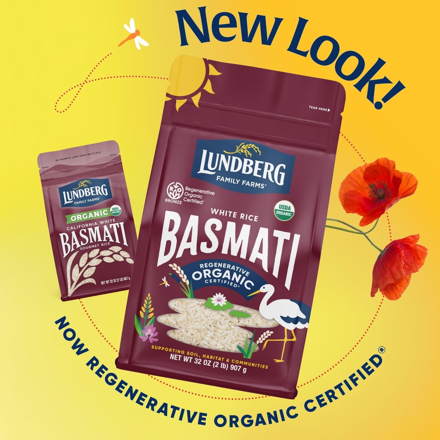 Lundberg Regenerative Organic Certified (ROC) Long Grain White Basmati Rice - Non-Sticky, Fluffy Aromatic Organic Rice Grown in