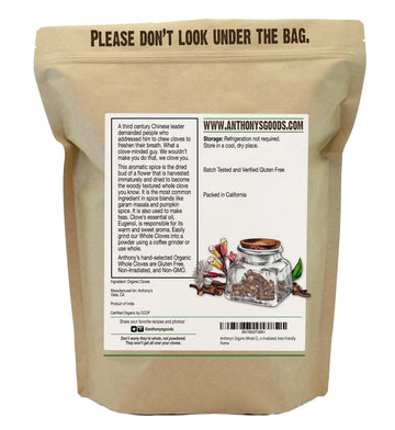 Anthonys Organic Whole Cloves, 1 lb, Gluten Free, Non GMO, Non Irradiated, Keto Friendly