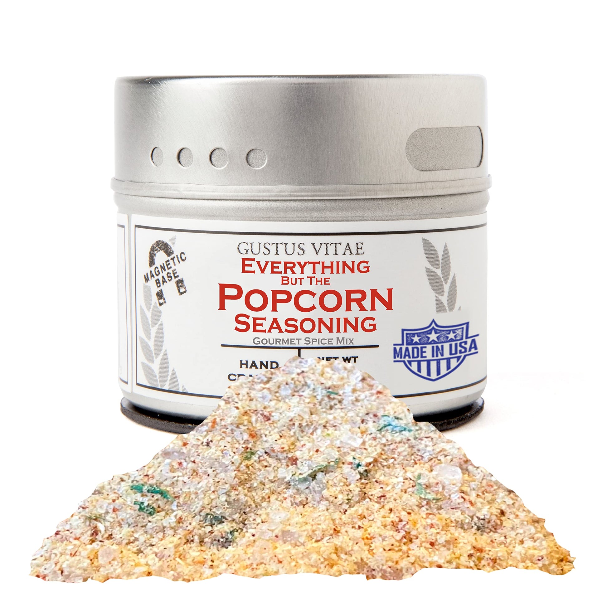 Gustus Vitae Gourmet Popcorn Seasoning | All Natural, Non-GMO | 2.4 oz Magnetic Tin