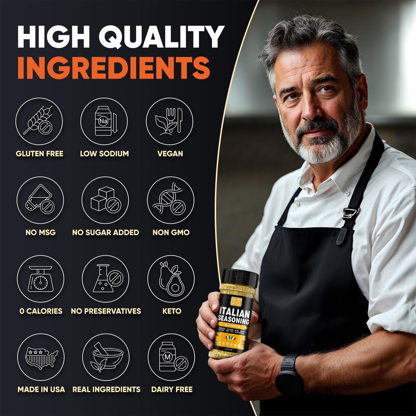 Italian Seasoning Blend All Purpose Seasoning Mix - Gluten Free & Low Sodium Pizza Seasonings For Bruschetta & Spaghetti. Medite