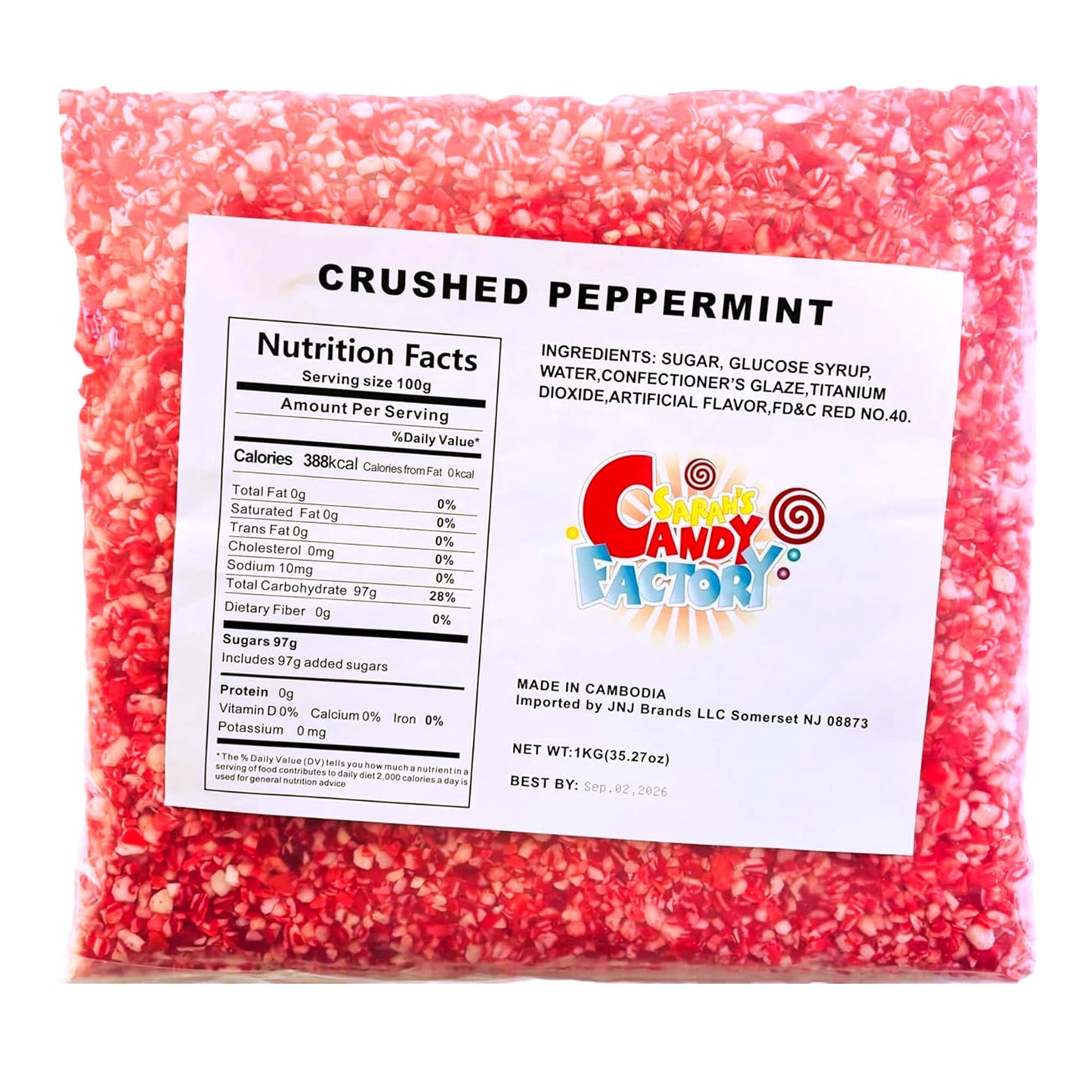 Sarah'S Candy Factory 2.2 Lbs 3 Pack (Total 6.6 Lbs) Candy Cane Crushed Peppermint Candy Pieces Bits In Bag, Kosher And Vegan