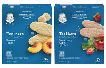 Gerber Teethers Varipk,1 Banana Peach 1 Strawberry Apple Spinach, 2 Ct
