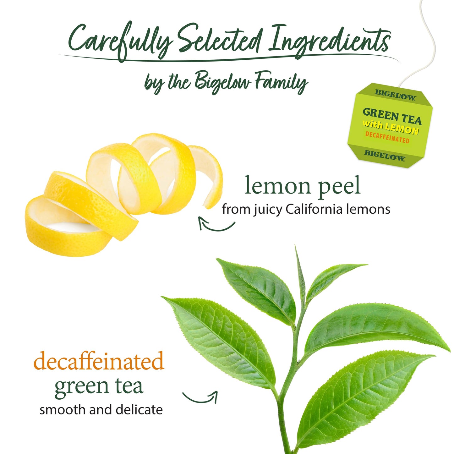 Bigelow Tea Decaffeinated Green Tea with Lemon, 20 Count (Pack of 6), 120 Total Tea Bags, Model 072310042452