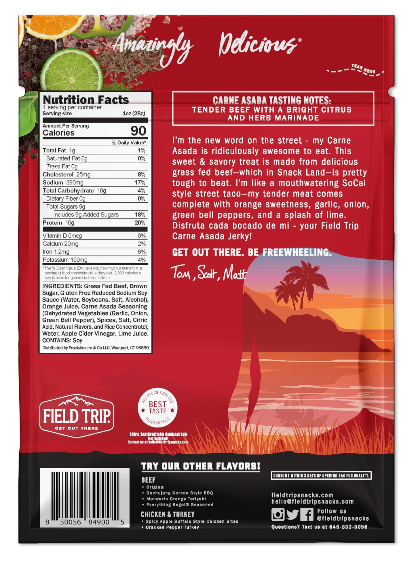 Field Trip Beef Jerky, Gluten Free, Paleo-Friendly, High Protein, Low Carb, 1oz Bag, 12 Pack