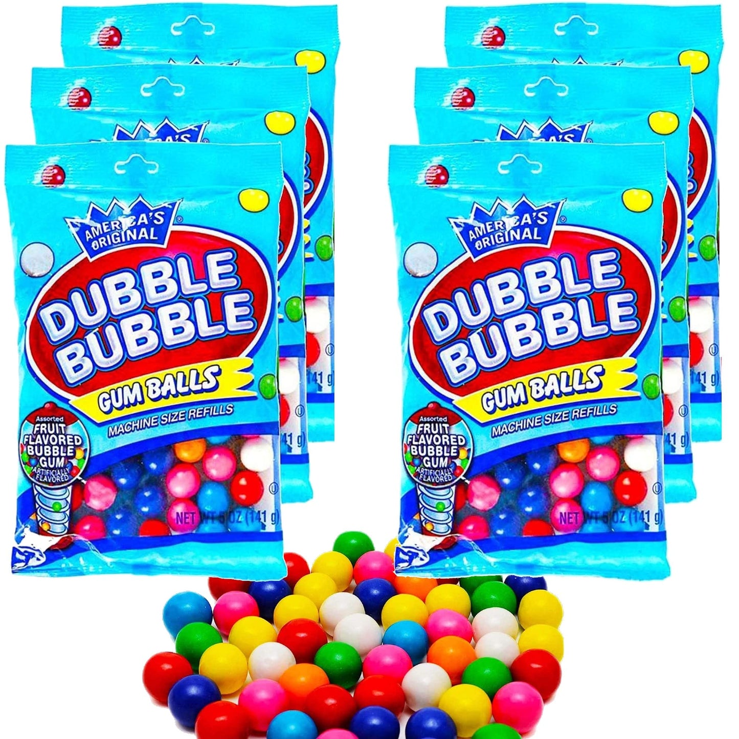 Refill Gumballs For Gumball Machine - Refill Bubble Gum 30 Oz - 6 Pack Of Double Bubble Gum Ball Candies - Christmas Holiday Gift Antique Style For Bubble Gum Machine -With Keychain - Playo