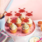 Cyodoos Crab Cupcake Topper Set, 24 PCS Ocean Themed Decorations for Baby Shower and Birthday Parties