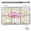 White Sprinkles with 4-Claw Pick up Tool Pearl Sugar Mix Size 6.5oz Contains Metallic Rod & Star Sprinkles for Cake Decorations 