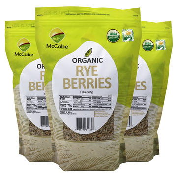 McCabe Organic Rye Berries - Whole Rye Berries 2 Lbs Pack of 3 | USDA Certified Organic and CCOF Certified | Product of USA