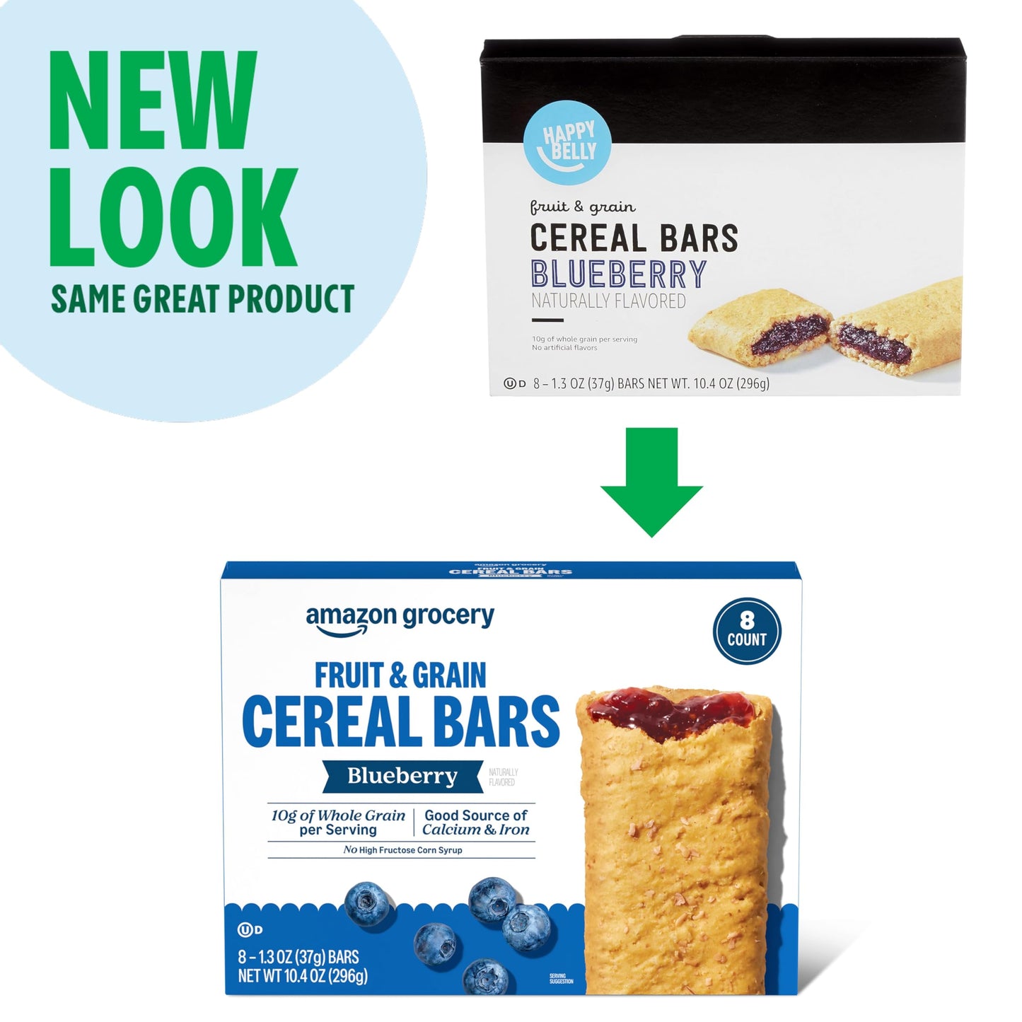 large online retailer Grocery Blueberry Fruit & Grain Cereal Bars, 8 Count, 1.3 Oz, Blue Packaging