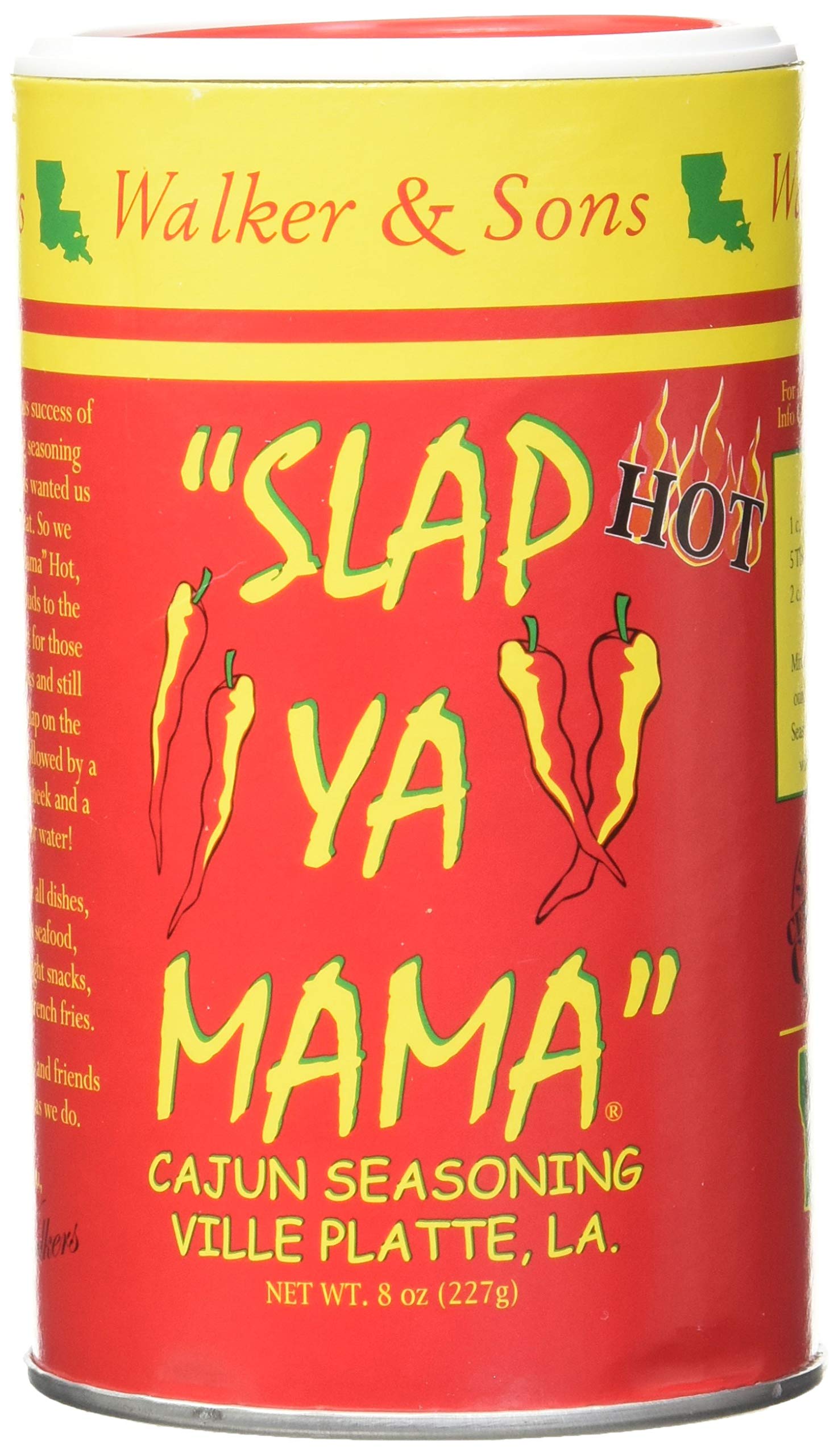 Slap Ya Mama Cajun Seasoning from Louisiana, Hot Blend, No MSG and Kosher, 8 Ounce Can, Pack of 3