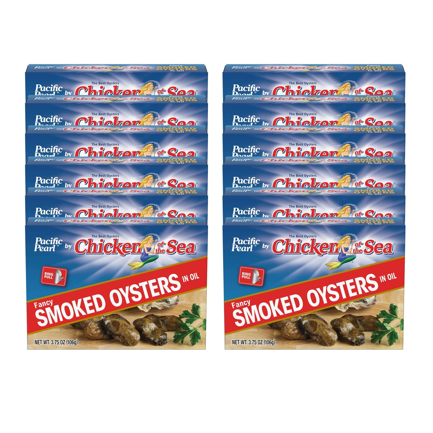 Pacific Pearl Smoked Oysters in Oil, 3.75 oz Can, Pack of 24