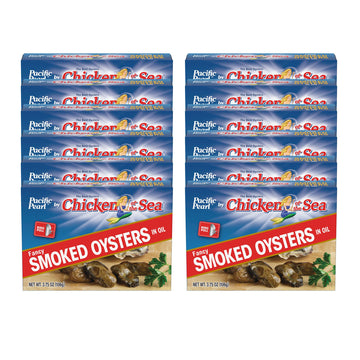 Pacific Pearl Smoked Oysters in Oil, 3.75 oz Can, Pack of 24