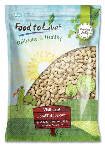 Food To Live Raw Cashews, 10 Pounds — Non-Gmo Verified, Deluxe Whole Nuts, Unsalted, Unroasted, Size W-320, Vegan, Kosher, Bulk