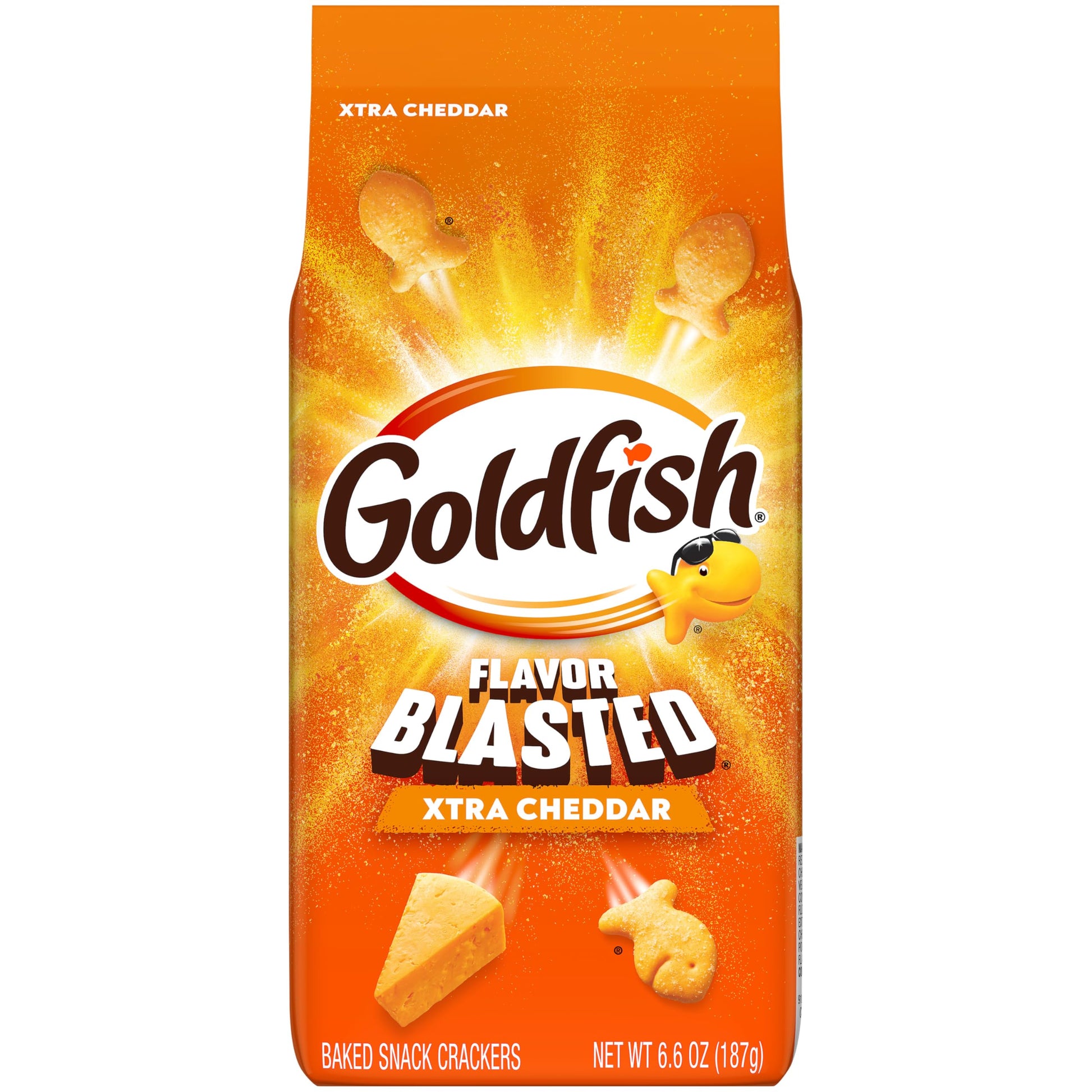 Goldfish Flavor Blasted Xtra Cheddar Cheese Crackers, 6.6 Oz Bag (Pack of 6)