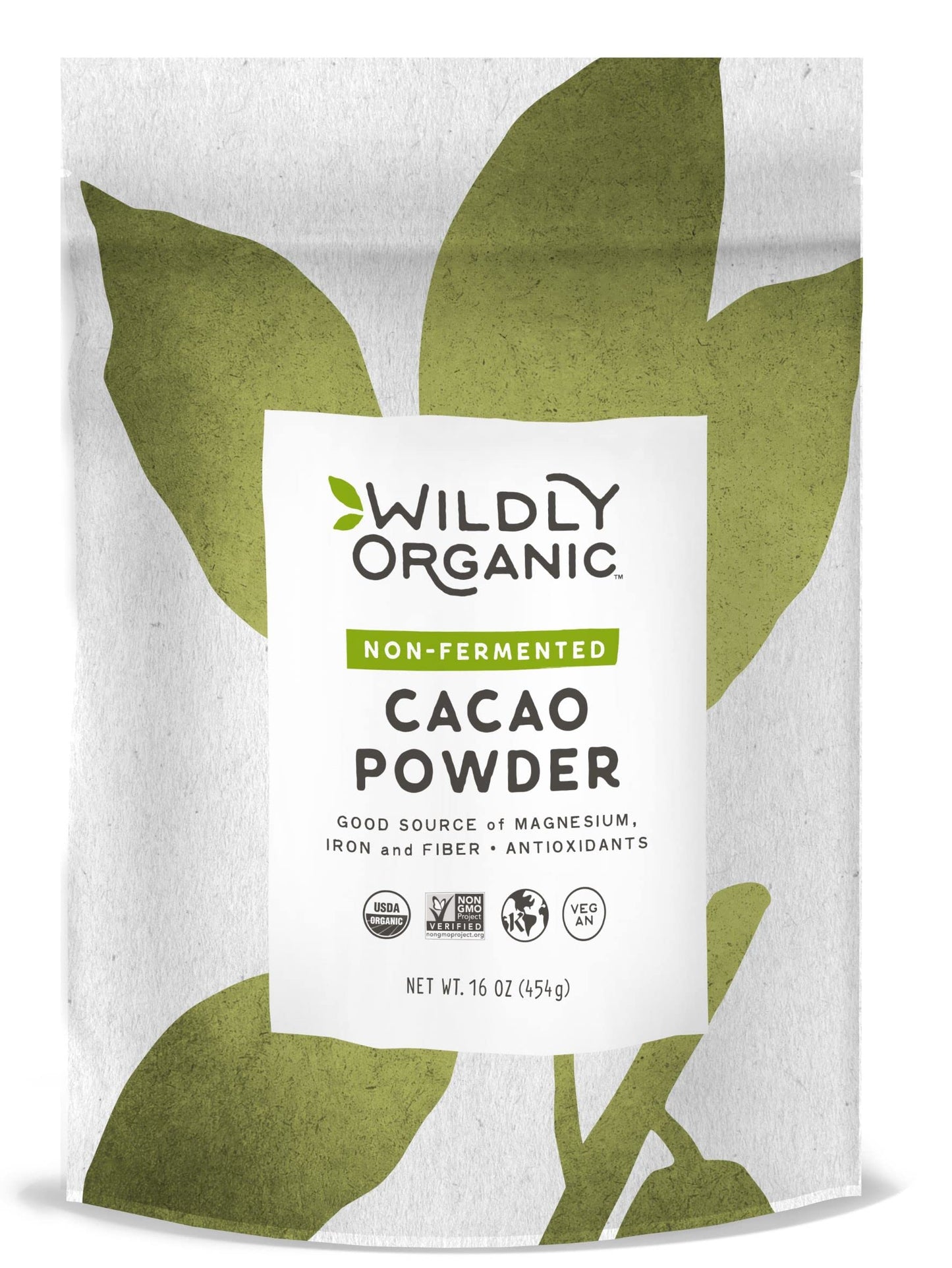 Wildly Organic Non-Fermented Cacao Powder 16 Oz, 1 Lb Bag - Organic, Non-Alkalized, High In Antioxidants, Minimally Processed, R