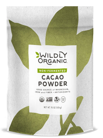 Wildly Organic Non-Fermented Cacao Powder 16 Oz, 1 Lb Bag - Organic, Non-Alkalized, High In Antioxidants, Minimally Processed, R