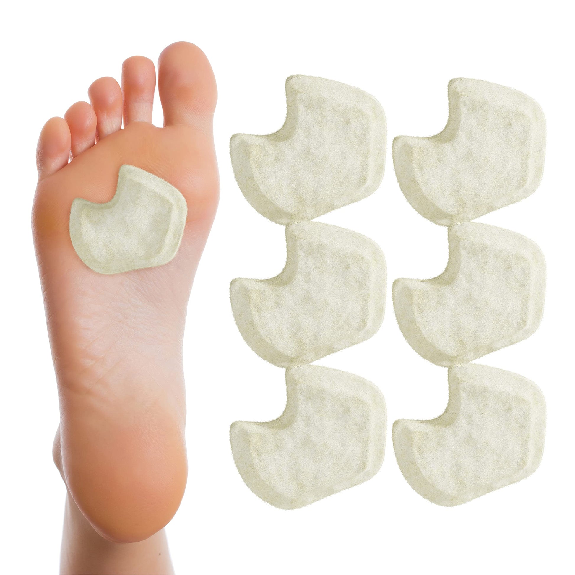 Premium Dancers Pads For Ball Of Feet Pain - Sesamoiditis Pads - 1/4'' Thick Adhesive Skived Felt - 12 Pieces - Right Foot