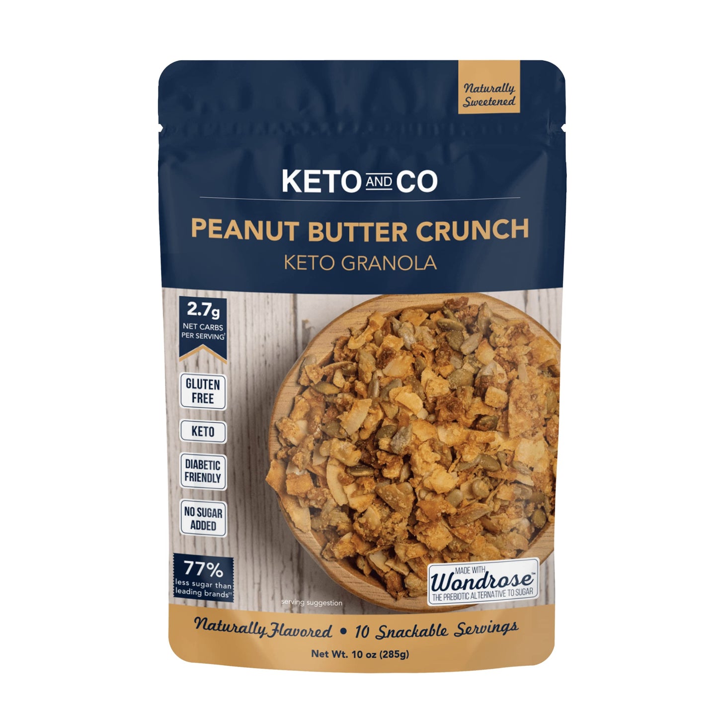 Keto Peanut Butter Crunch Granola By Keto And Co | Just 2.7G Net Carbs Per Serving | Gluten Free, Low Carb, Diabetic Friendly, N