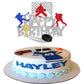 Rsstarxi Hockey Theme Birthday Cake Topper - Silver Cardstock Decoration for Baby Showers and Parties
