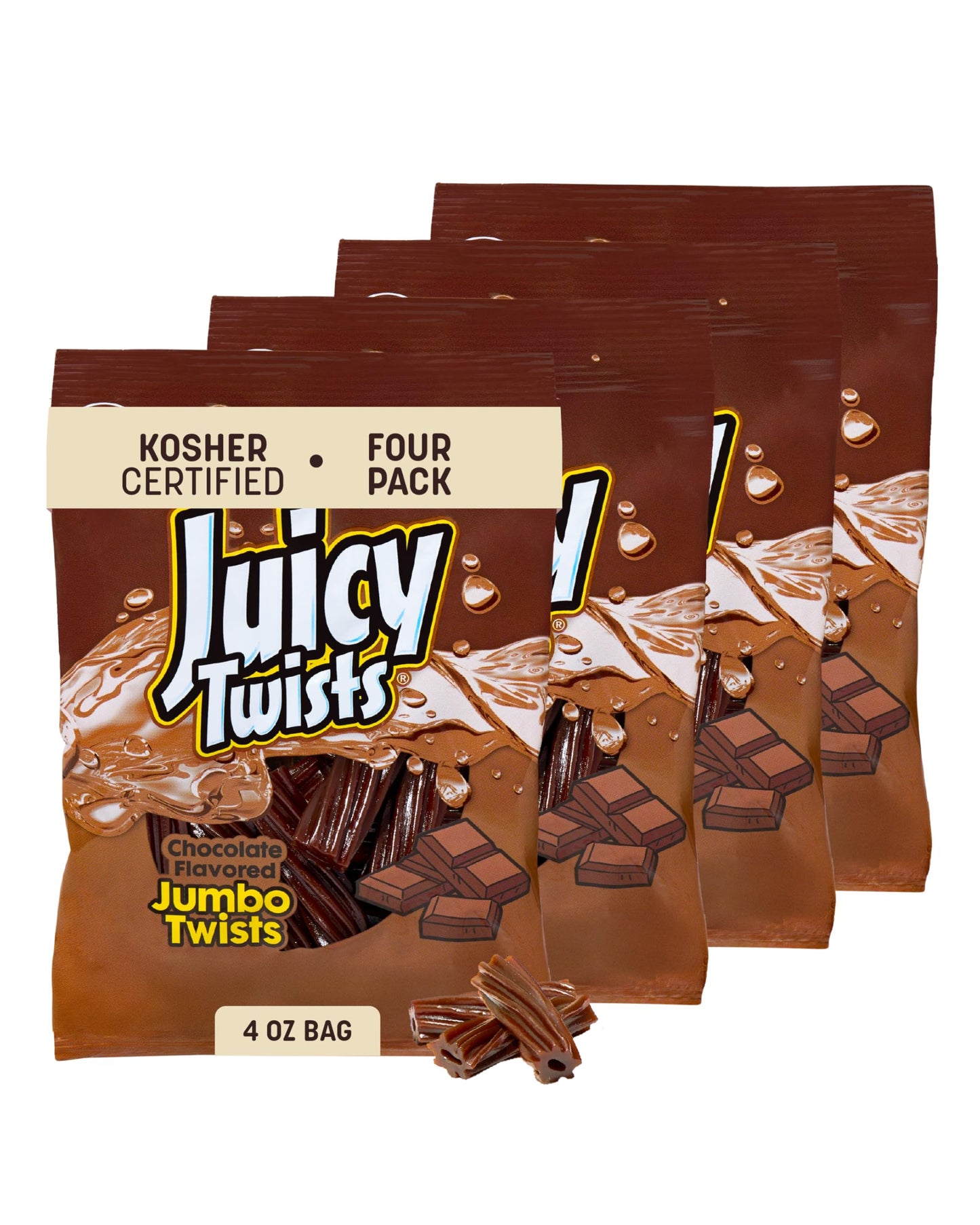 Juicy Twist Top-Grade Licorice Candy 4 Ounce Chocolate Flavor Soft & Chewy Gourmet Treat