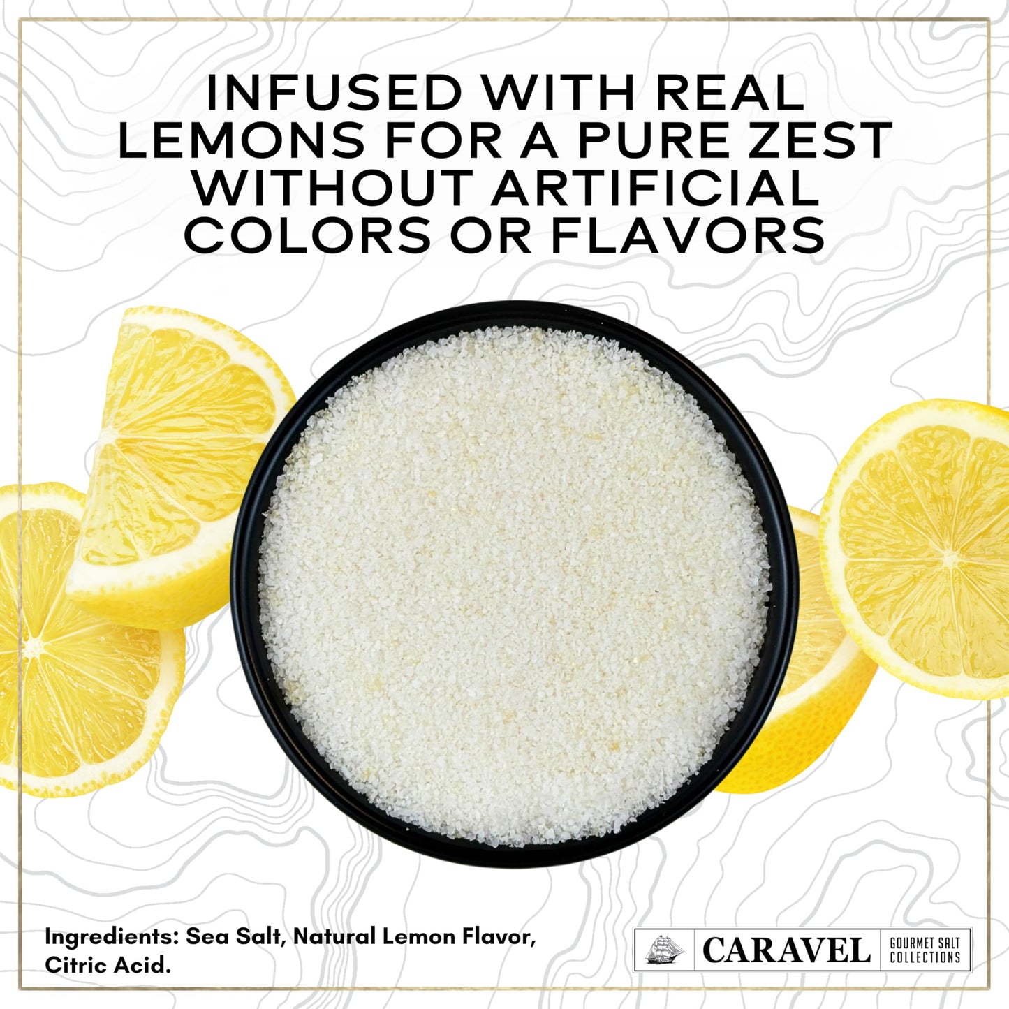 Caravel Gourmet Lemon Sea Salt - 4 Ounce Jar - Natural Seasoning for Cooking and Baking