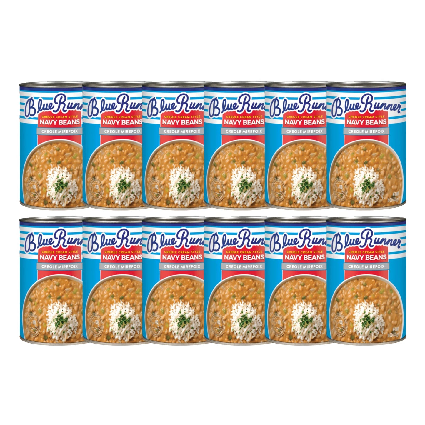 Blue Runner Creole Cream Style Navy Beans with Creole Mirepoix, 15 Ounce (Pack of 12)