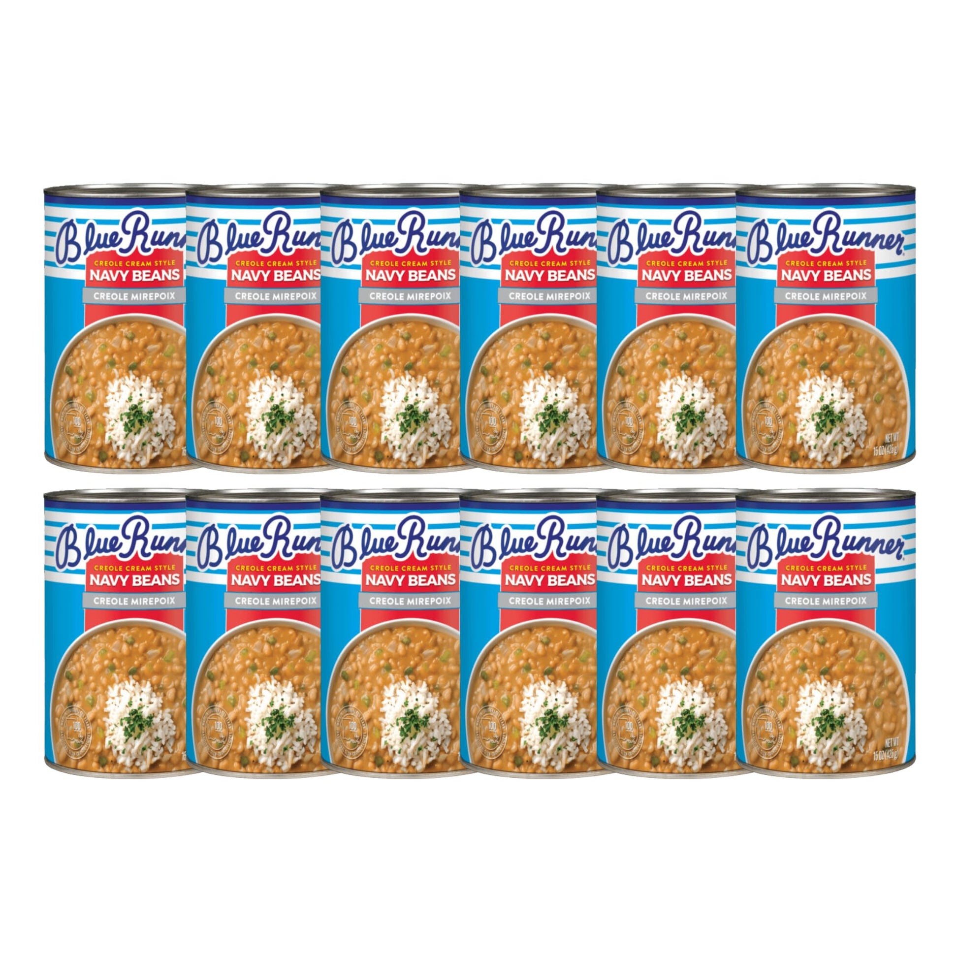 Blue Runner Creole Cream Style Navy Beans with Creole Mirepoix, 15 Ounce (Pack of 12)