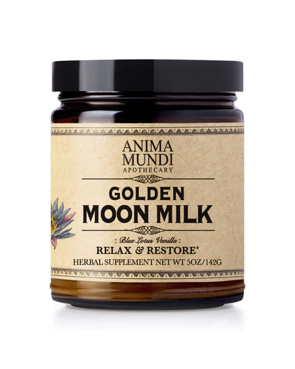 Anima Mundi Apothecary Golden Moon Milk - Relaxing Plant-Based Powder with Organic Spices Turmeric, Ashwagandha, Reishi & Vanill