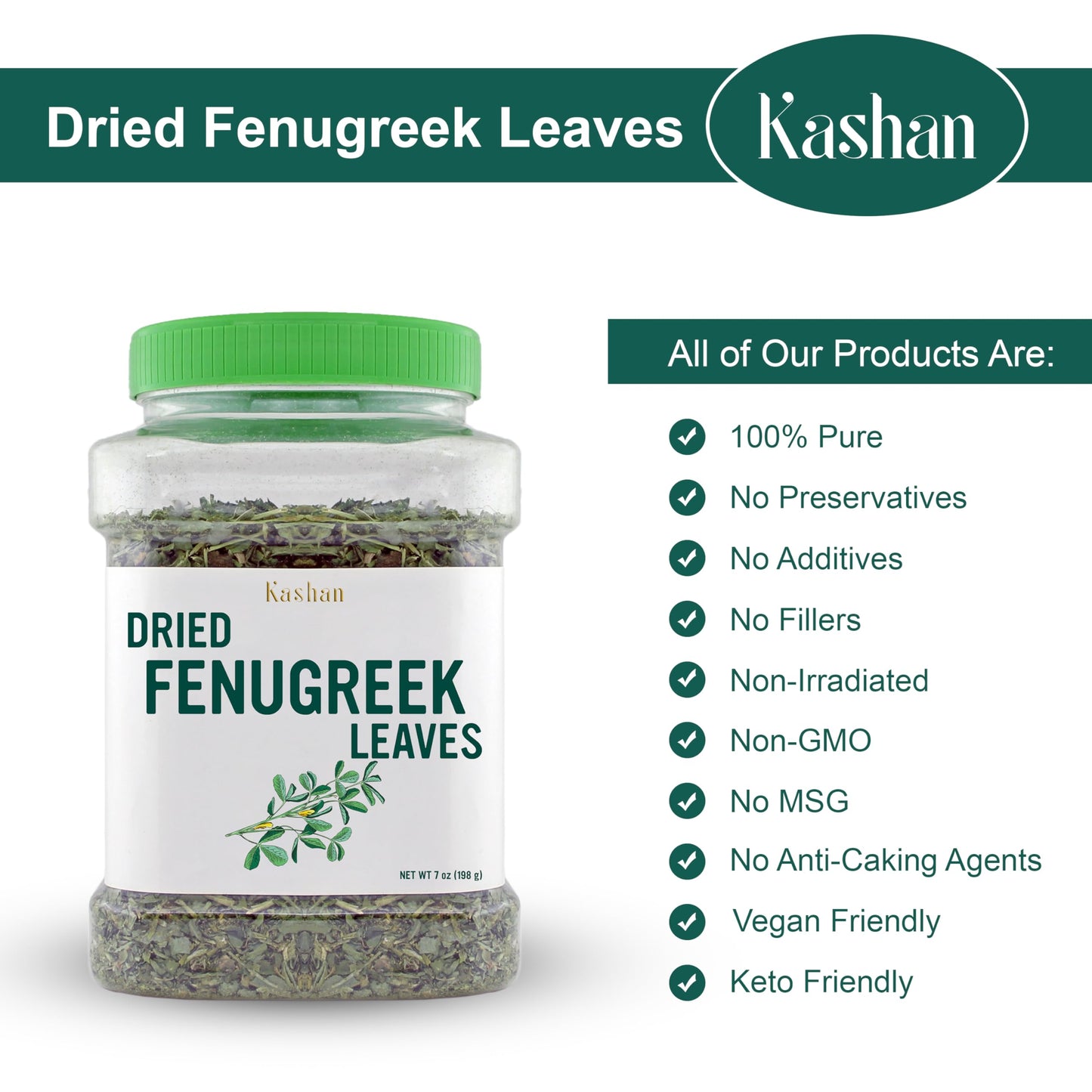 Kashan Dried Fenugreek Leaves, Kasuri Methi, Great For Cooking & Food Flavoring, Middle Eastern Cuisine And Aromatic Seasoning,