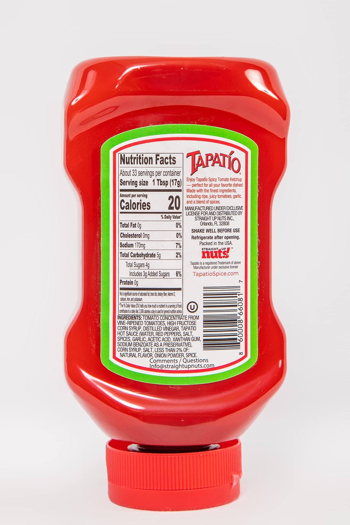 Tapatio Ketchup - Spicy Tomato Ketchup, Kosher, Made In Usa, Tapatio Ketchup Bottles - 20 Oz, 2-Pack