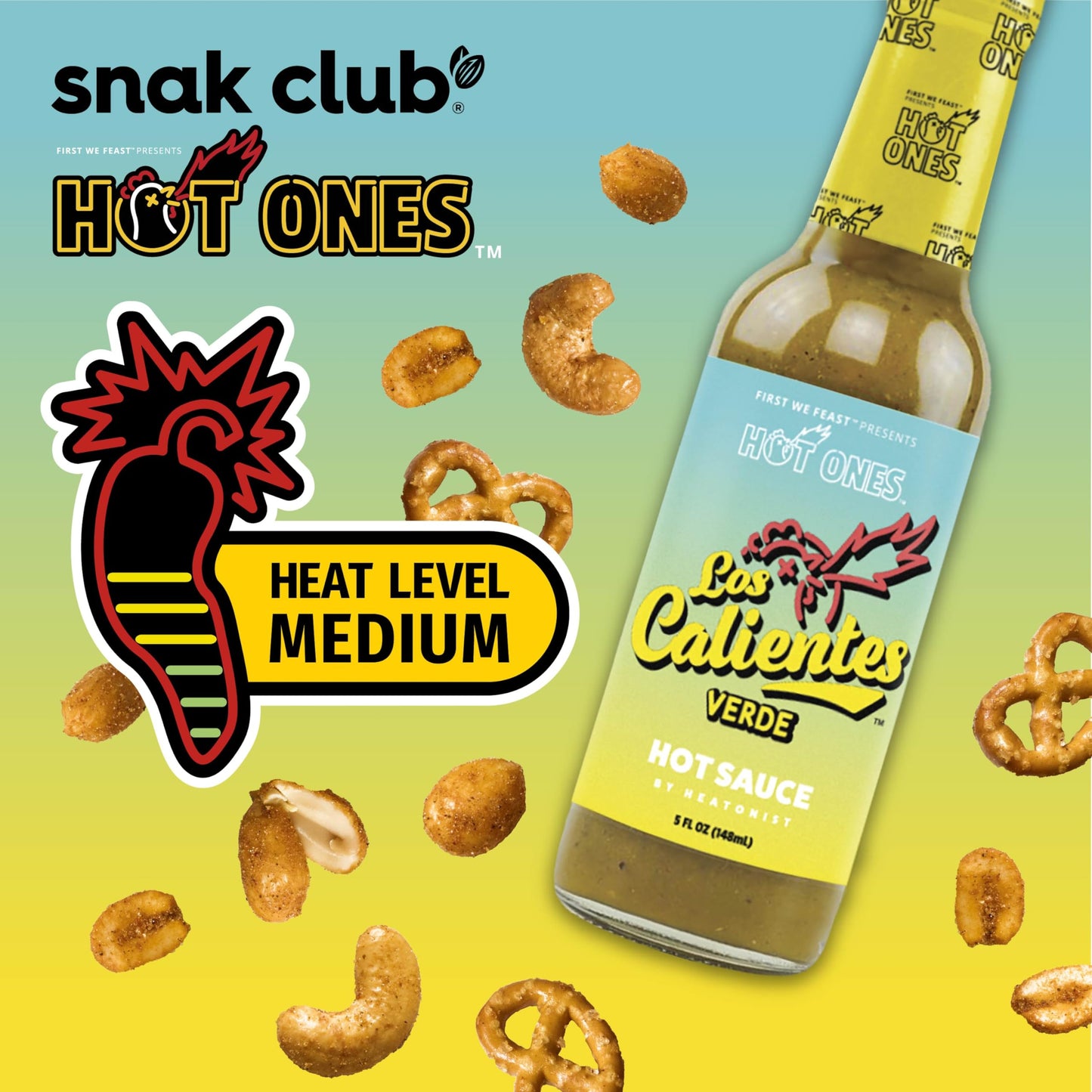 Snak Club Smoky Sweet Snack Mix, Spicy Peanuts, Pretzels, Sesame Sticks, 2 oz Bag (12 Count)