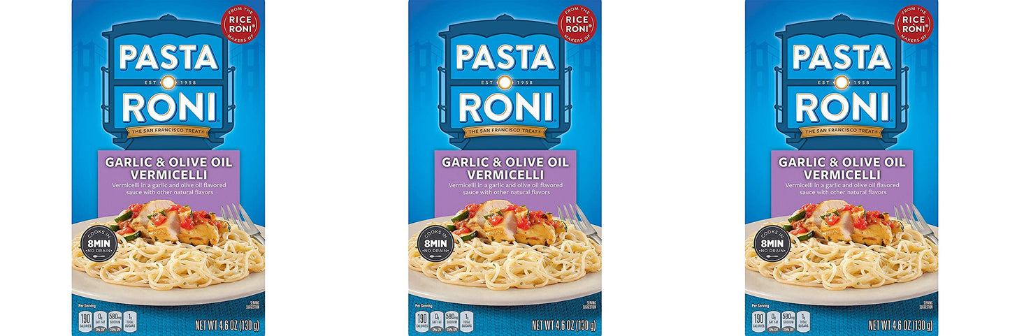Pasta Roni, Garlic & Olive Oil Vermicelli Mix, 4.6 Oz (130 G) (Pack Of 3)