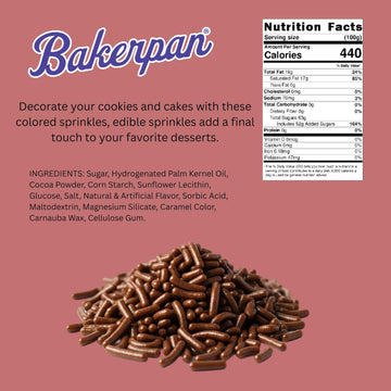 Bakerpan Chocolate Sprinkles For Cake Decorating - 2 Bottles Of 4.3 Ounces Chocolate Jimmies Sprinkles For Ice Cream, Baking, Cu