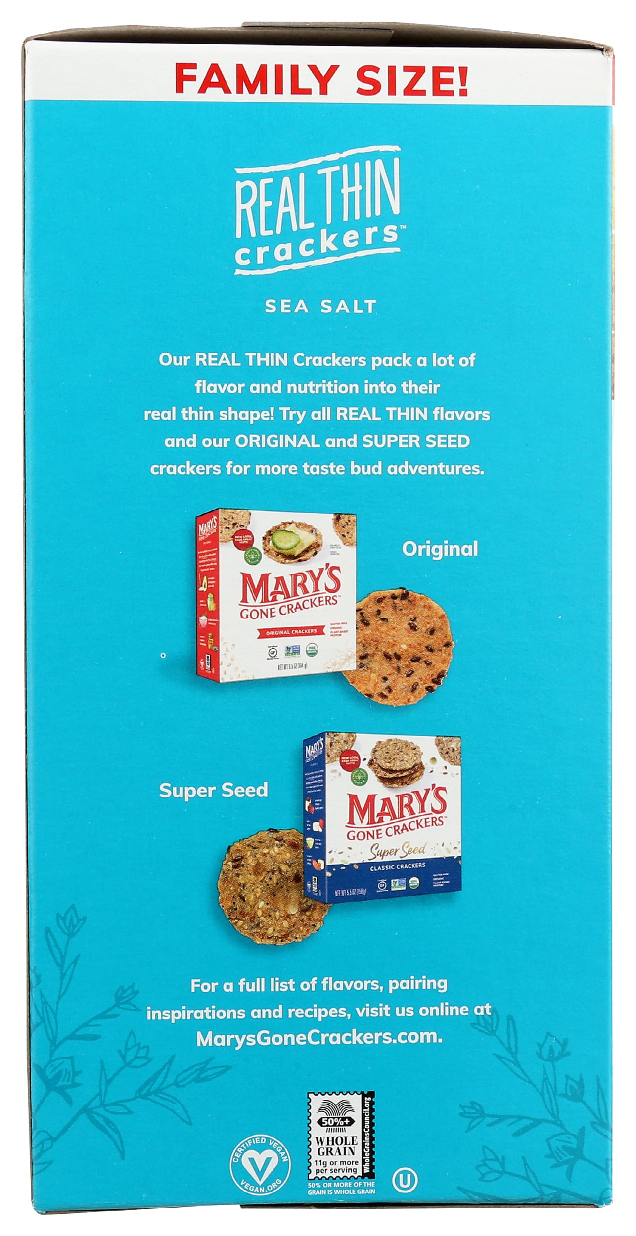 Marys Gone Crackers Organic Value Size Real Thin Sea Salt Crackers, 14 Oz
