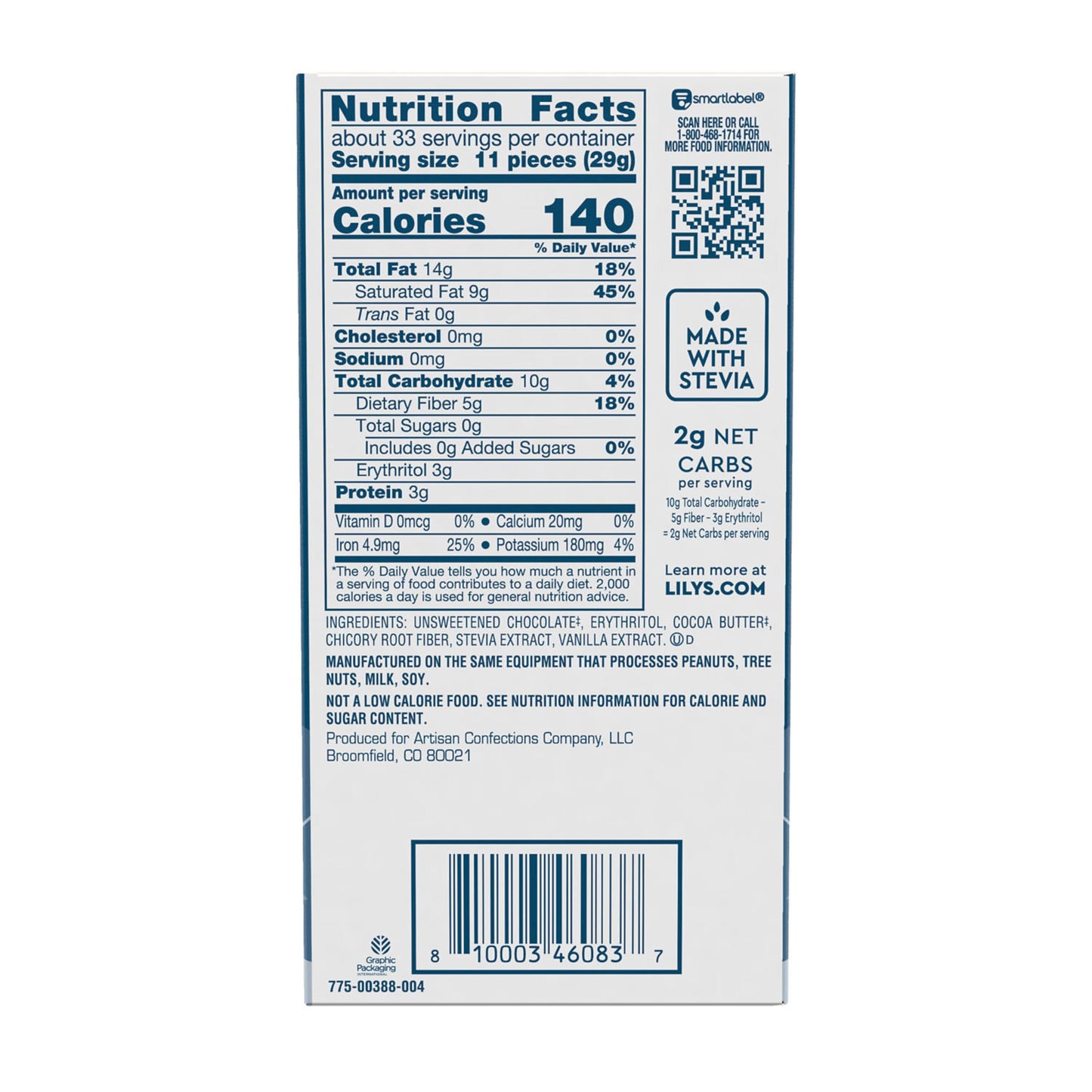 LILYS Extremely Dark Extra Dark Chocolate Style No Sugar Added, Sweets Bars, 2.8 oz (12 Count)
