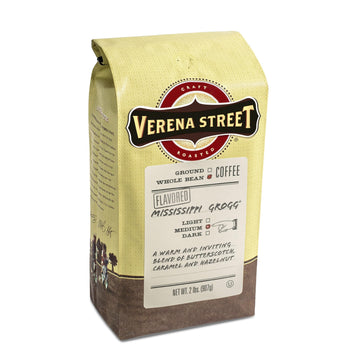 Verena Street Whole Bean Coffee, Mississippi Grogg, Medium Roast, 2 Pound Pack, Rainforest Alliance Certified