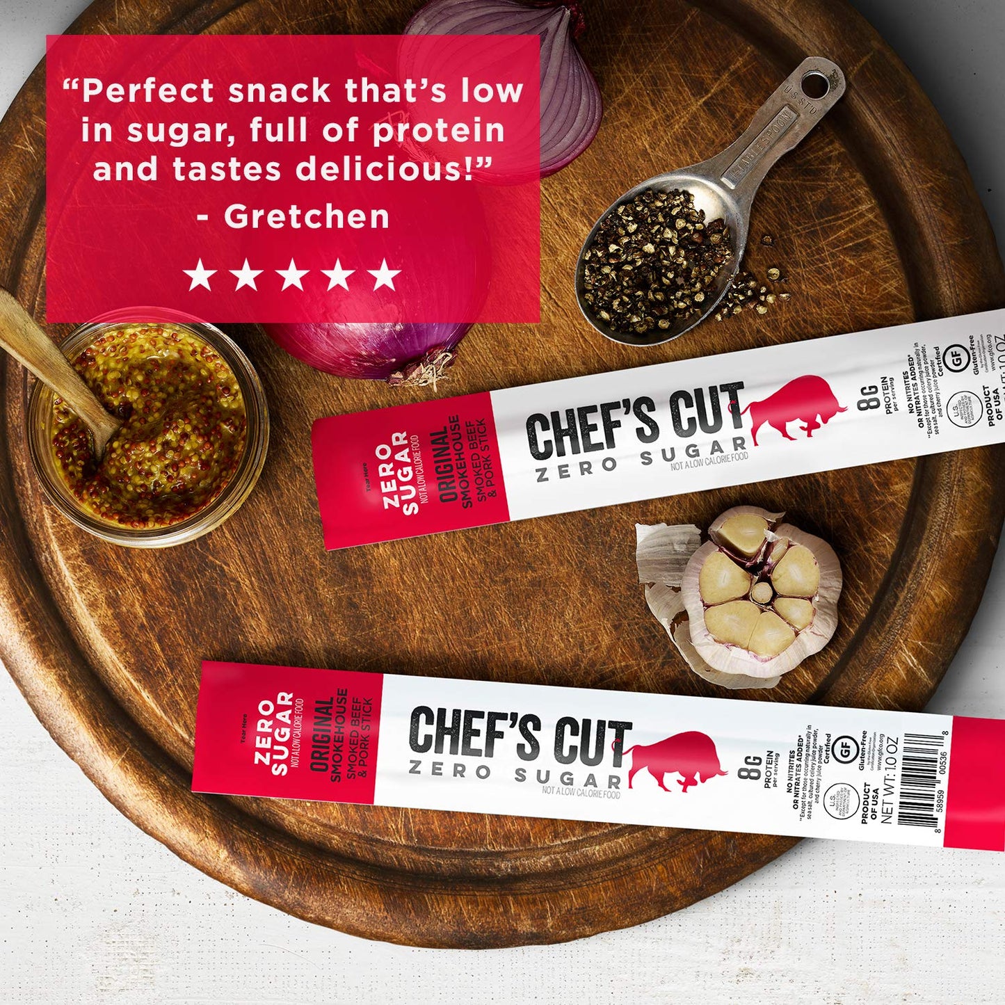 Chefs Cut Real Snack Sticks, High Protein Meat Snack, Gluten Free, Keto-Friendly, 1 oz Stick, 16-Count Bag