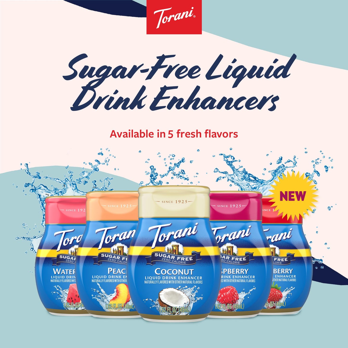Torani Sugar Free Peach Liquid Drink Enhancer  Water Flavoring 2-Pack  1.62 Oz Ea