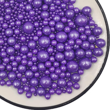 Edible Purple Pearls Sugar Sprinkles 120g/4.23 oz, Mix size Candy Pearl for Cake Decorating and Cupcake Toppers, Cookie Decorati