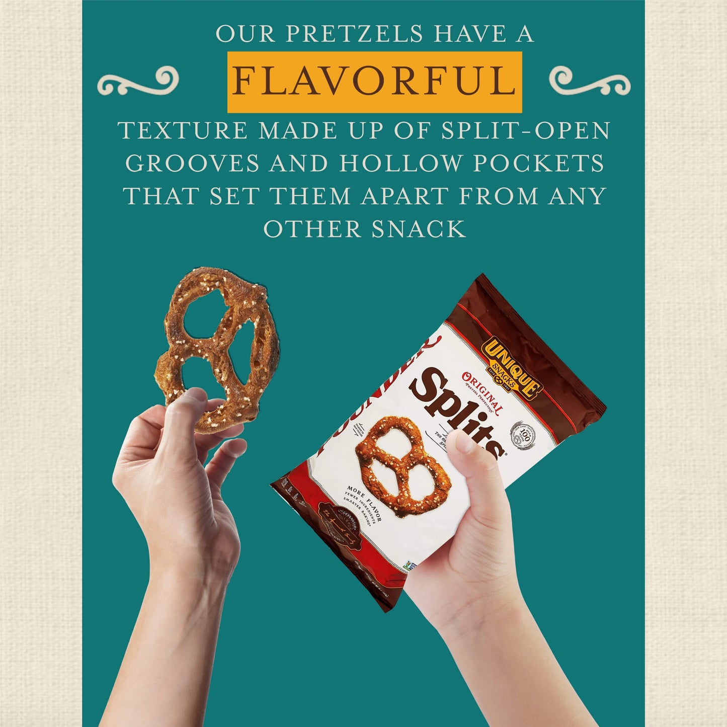 UNIQUE SNACKS Original Splits Pretzels, OU Kosher, Non-GMO, 16 Oz. Bags, Pack of 12, 1 Pound