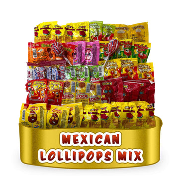 Mexican Candy Lollipops - Dulce Mexicanos Surtidos - Variety Pack Of Sweet, Sour, Salty & Spicy - Mexican Candies Snacks (60 Cou