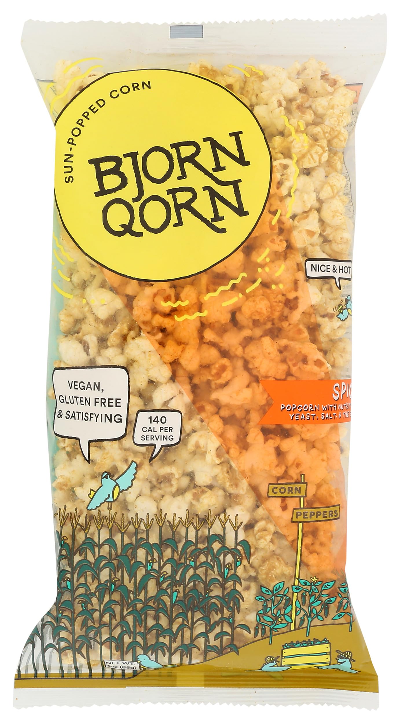 Bjornqorn Spicy Sun-Popped Popcorn, 3 Oz