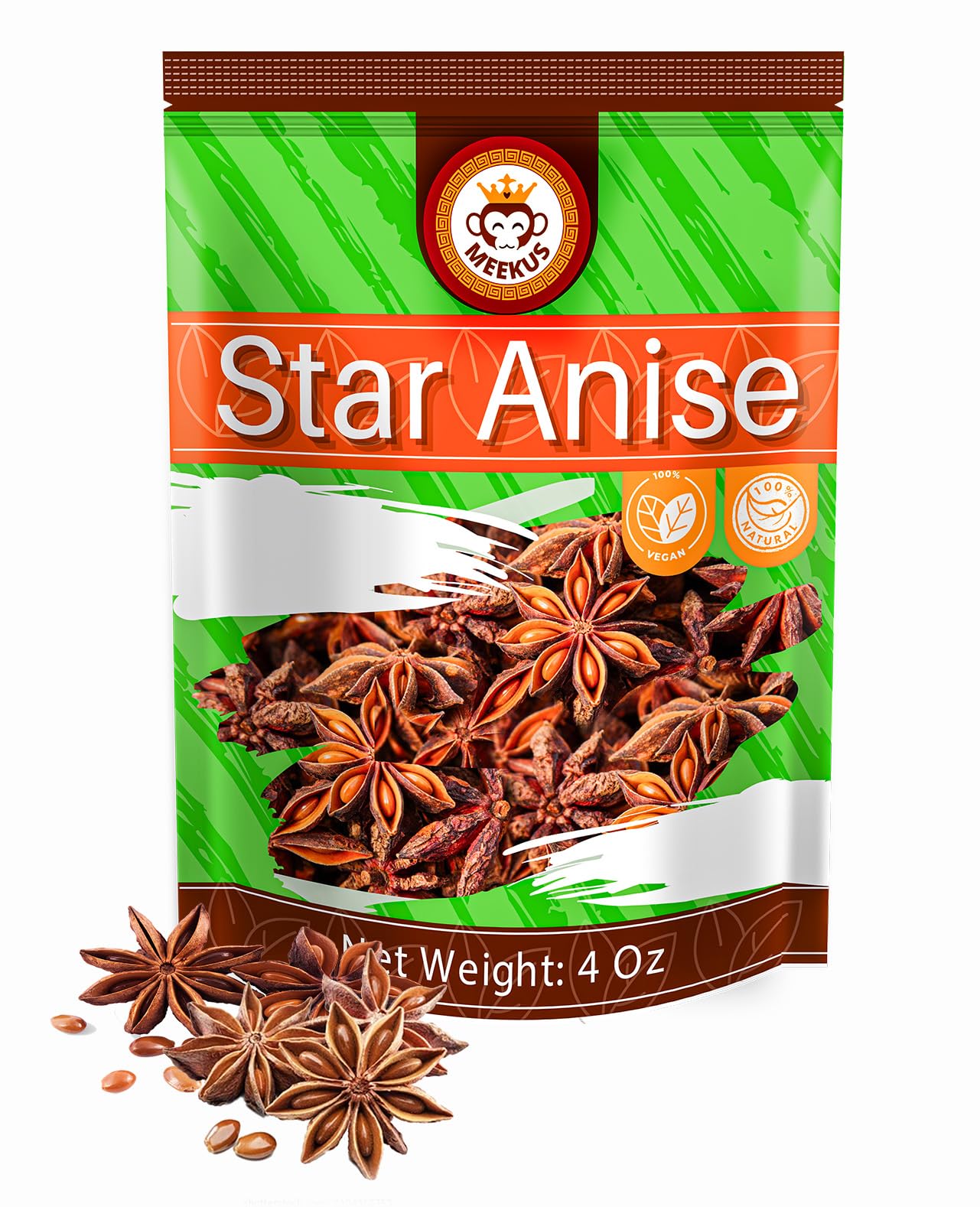 Meekus Premium Star Anise Whole - Aromatic Spice For Flavorful Seasoning & Tea- Pure Star Anise Seeds, Ideal For Culinary Use -