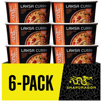 Snapdragon Laksa Curry Instant Noodle Bowls | Coconut Curry Flavor with Rice Noodles | Gluten-Free | No MSG Added | 2.1 oz (6 Pa
