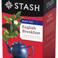 Stash Tea English Breakfast Black Tea - Caffeinated, Non-GMO, 20 Count (Pack of 6) - 120 Bags Total