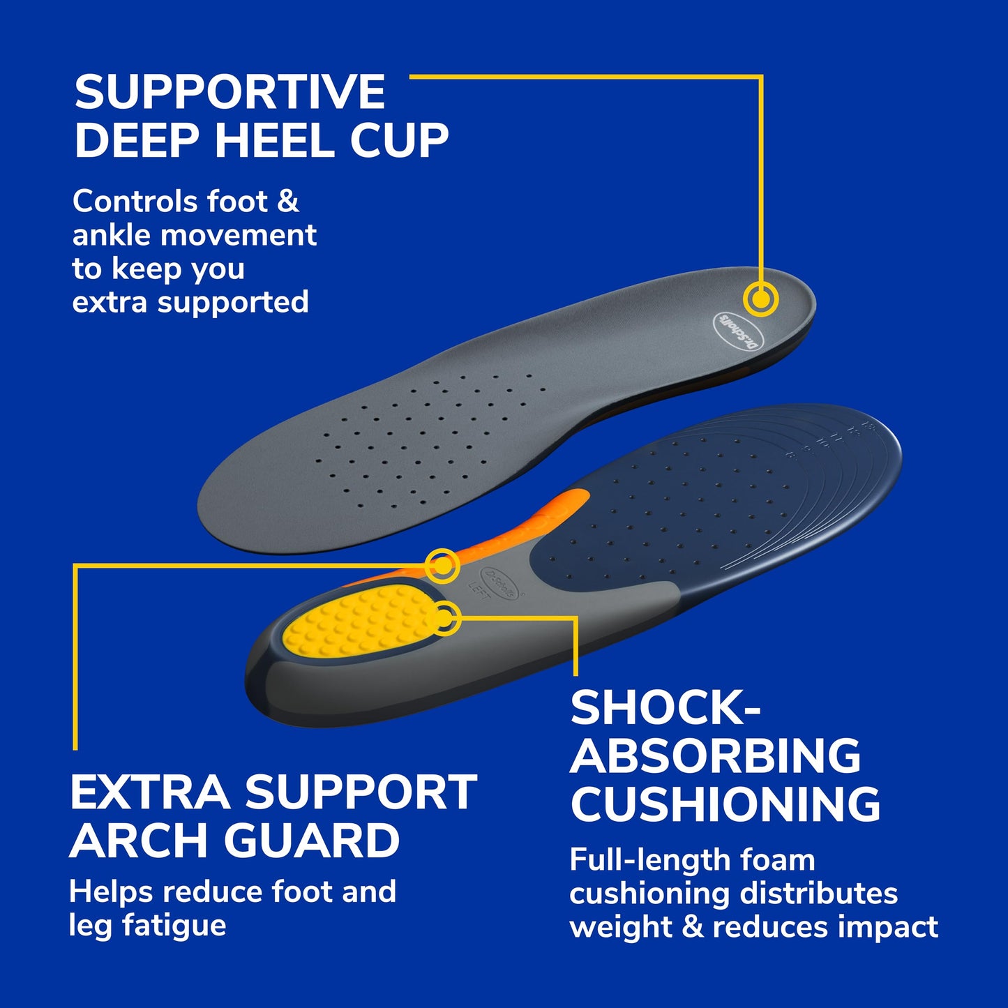 Dr. Scholl'S Heavy Duty Support Insole Orthotics, Big & Tall, 200Lbs+, Wide Feet, Shock Absorbing, Arch Support, Distributes Pre